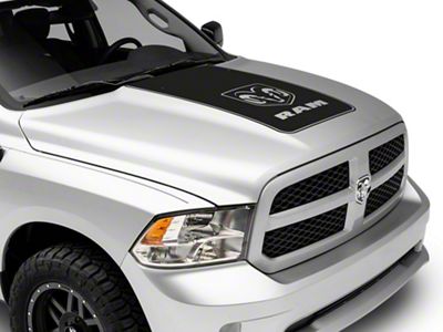 RAM Licensed by RedRock Hood Decal with Logo; Matte Black (09-18 RAM 1500, Excluding Rebel)