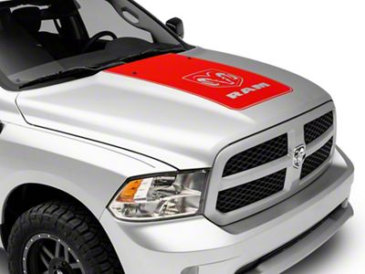 RAM Licensed by RedRock Hood Decal with Logo; Red (09-18 RAM 1500, Excluding Rebel)