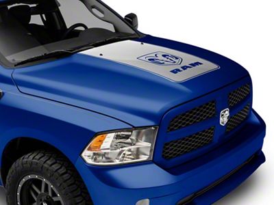 RAM Licensed by RedRock Hood Decal with Logo; Silver (09-18 RAM 1500, Excluding Rebel)