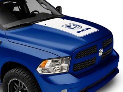 RAM Licensed by RedRock Hood Decal with Logo; White (09-18 RAM 1500, Excluding Rebel)