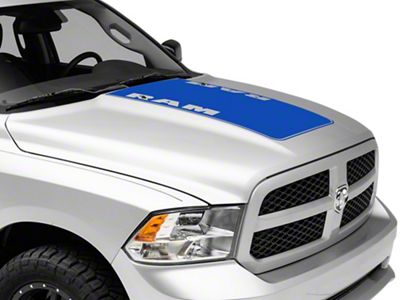 RAM Licensed by RedRock Hood Decal with RAM Logo; Blue (09-18 RAM 1500, Excluding Rebel)