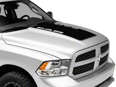 RAM Licensed by RedRock Hood Decal with RAM Logo; Gloss Black (09-18 RAM 1500, Excluding Rebel)