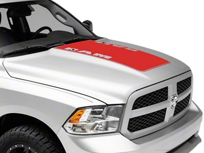 RAM Licensed by RedRock Hood Decal with RAM Logo; Red (09-18 RAM 1500, Excluding Rebel)