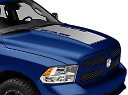 RAM Licensed by RedRock Hood Decal with RAM Logo; Silver (09-18 RAM 1500, Excluding Rebel)