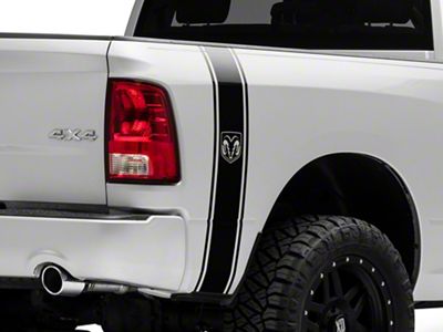 RAM Licensed by RedRock RAM Head Vertical Stripe; Gloss Black (02-18 RAM 1500)