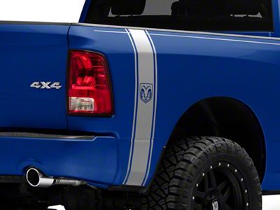 RAM Licensed by RedRock RAM Head Vertical Stripe; Silver (02-18 RAM 1500)