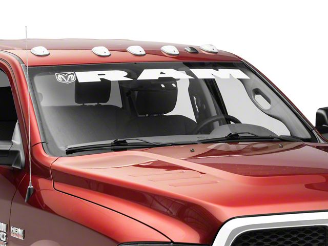 RAM Licensed by RedRock RAM with Head and Logo Windshield Banner; White (03-18 RAM 2500)