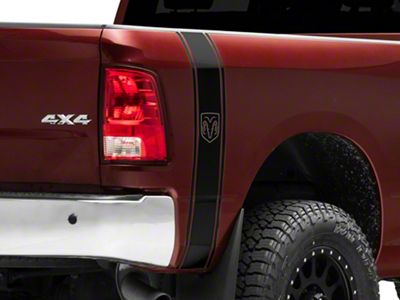 RAM Licensed by RedRock RAM Head Vertical Stripe; Gloss Black (03-18 RAM 2500)