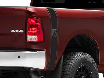 RAM Licensed by RedRock RAM Head Vertical Stripe; Matte Black (03-18 RAM 2500)