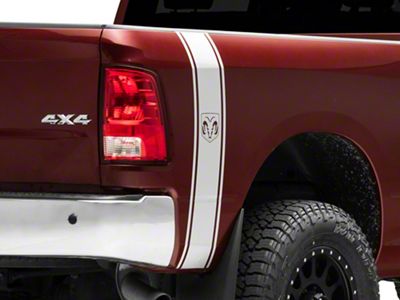 RAM Licensed by RedRock RAM Head Vertical Stripe; Silver (03-18 RAM 3500)