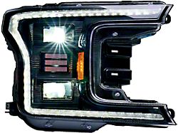 OLM Essential Series LED Headlights with White DRL; Black Housing; Clear Lens (18-20 F-150 w/ Factory Halogen Headlights)