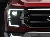 OLM Essential Series LED Headlights with White DRL; Black Housing; Clear Lens (21-23 F-150 w/ Factory Halogen & LED Reflector Headlights)
