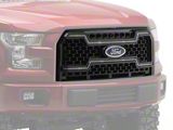 OLM Essential Series Upper Replacement Grille with Dual White DRL; Black (15-17 F-150, Excluding Raptor)