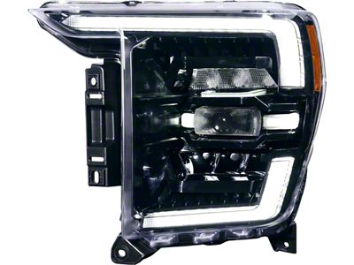 OLM Infinite Series LED Headlights with White DRL; Black Housing; Clear Lens (21-23 F-150 w/ Factory Halogen & LED Reflector Headlights)