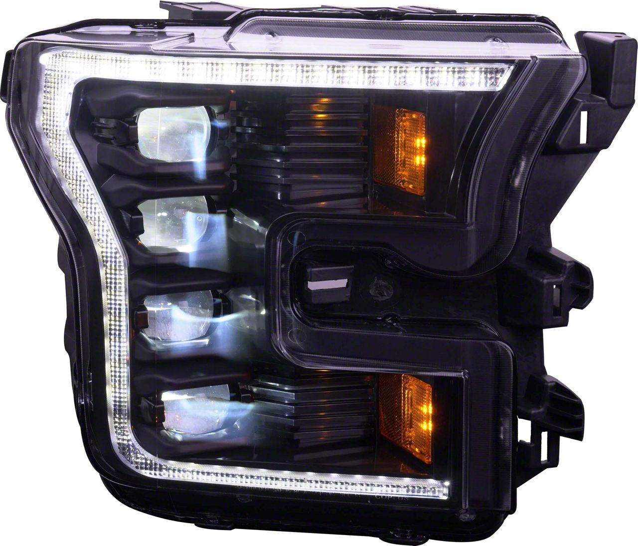 OLM Infinite Series LED Headlights For 2015-2017 Ford F-150 & 2017+ Raptor – White DRL, Sequential Turn Signals