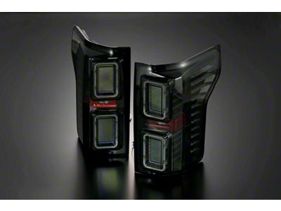 OLM Infinity Series LED Tail Lights; Black Housing; Smoked Lens (15-17 F-150 w/ Factory Halogen Non-BLIS Tail Lights)