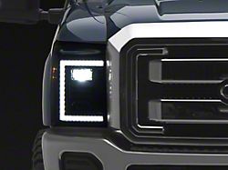 OLM Essential Series LED Headlights with White DRL; Black Housing; Clear Lens (11-16 F-250 Super Duty)