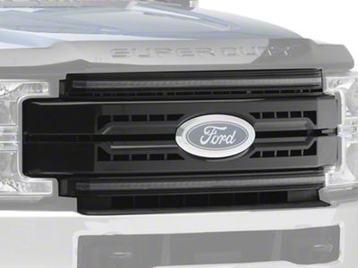 OLM Essential Series Upper Replacement Grille with White DRL; Black (17-19 F-250 Super Duty)