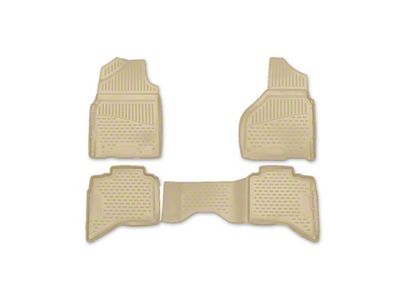 OMAC All Weather Molded 3D Front and Rear Floor Liners; Beige (13-18 RAM 1500 Quad Cab)