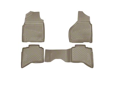 OMAC All Weather Molded 3D Front and Rear Floor Liners; Beige (13-18 RAM 1500 Quad Cab)
