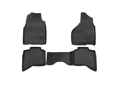 OMAC All Weather Molded 3D Front and Rear Floor Liners; Black (13-18 RAM 1500 Quad Cab)