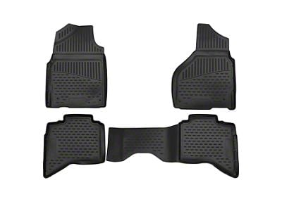 OMAC All Weather Molded 3D Front and Rear Floor Liners; Black (13-18 RAM 1500 Quad Cab)