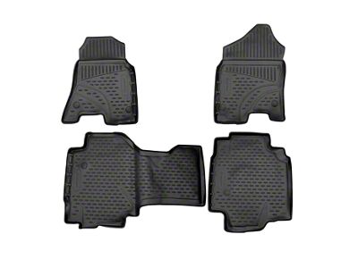 OMAC All Weather Molded 3D Front and Rear Floor Liners; Black (19-24 RAM 1500 Quad Cab)