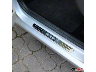4-Piece White Carbon Fiber Door Sill Scuff Plate Protector – Fits Dodge Ram 1500 Truck (Universal)