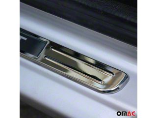 4-Piece White Carbon Fiber Door Sill Scuff Plate Protector – Fits Dodge Ram 1500 Truck (Universal)