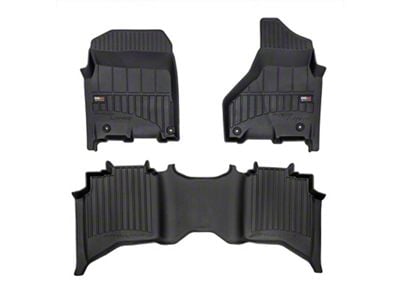 OMAC Premium 3D Front and Rear Floor Liners; Black (12-25 RAM 3500 Crew Cab)