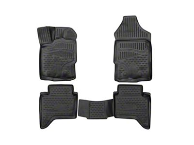 OMAC All Weather Molded 3D Front and Rear Floor Liners; Black (19-23 Ranger SuperCrew)