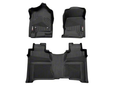 OMAC Premium 3D Front and Rear Floor Liners; Black (14-18 Sierra 1500)