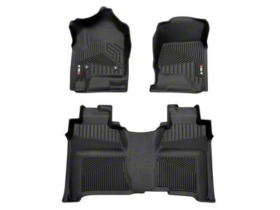 OMAC Premium 3D Front and Rear Floor Liners; Black (15-19 Sierra 2500 HD)
