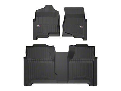 OMAC Premium 3D Front and Rear Floor Liners; Black (14-18 Silverado 1500 Crew Cab)