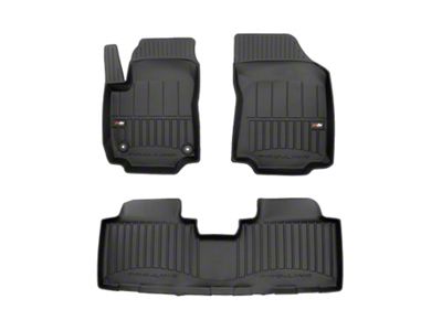 OMAC Premium 3D Front and Rear Floor Liners; Black (14-18 Silverado 1500 Crew Cab)