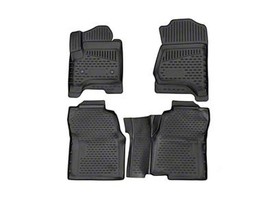 OMAC All Weather Molded 3D Front and Rear Floor Liners; Black (15-19 Silverado 3500 HD Crew Cab)