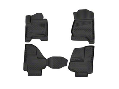 OMAC All Weather Molded 3D Front and Rear Floor Liners; Black (15-19 Silverado 3500 HD Double Cab)