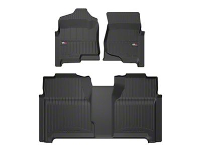 OMAC Premium 3D Front and Rear Floor Liners; Black (15-19 Silverado 3500 HD Crew Cab)