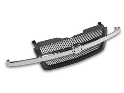 OPR Upper Replacement Grille; Smooth Dark Gray and Chrome (03-06 Silverado 1500)