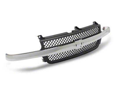 OPR Upper Replacement Grille; Chrome and Black (01-02 Silverado 3500 HD)