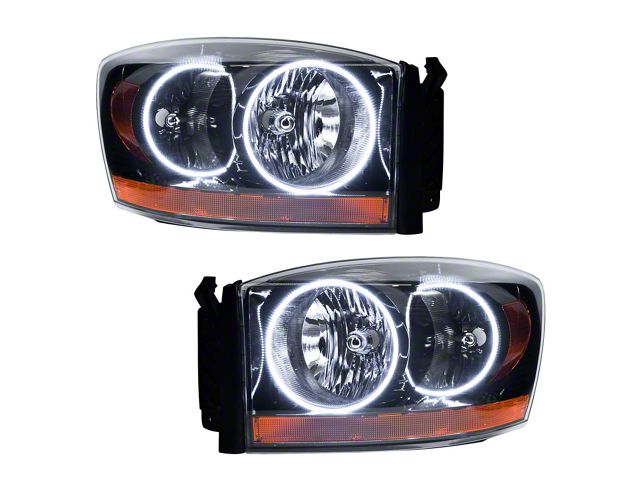 Oracle OE Style Headlights with LED Halo; Black Housing; Clear Lens (2006 RAM 1500)