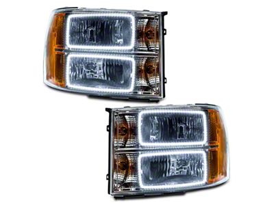 Oracle OE Style Headlights with Square Ring LED Halo; Chrome Housing; Clear Lens (07-13 Sierra 1500)