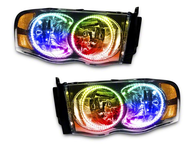 Oracle OE Style Headlights with ColorSHIFT SMD LED Halo; Chrome Housing; Clear Lens (02-05 RAM 1500)