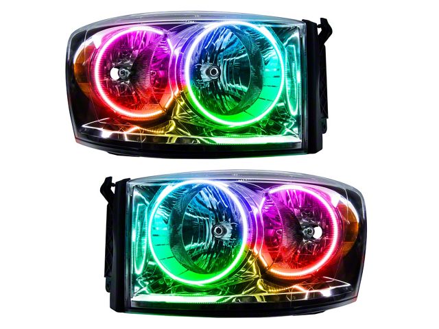 Oracle OE Style Headlights with ColorSHIFT SMD LED Halo; Chrome Housing; Clear Lens (07-08 RAM 1500)