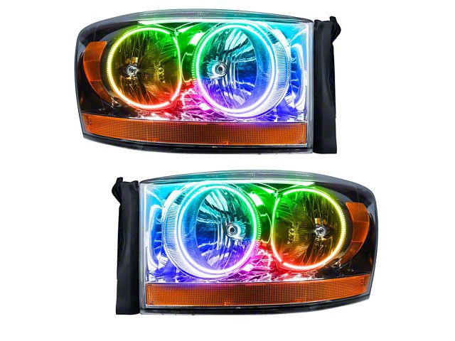 Oracle OE Style Headlights with ColorSHIFT Halo; Chrome Housing; Clear Lens (2006 RAM 1500)