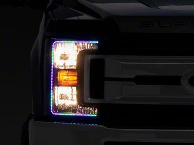 Oracle Black Edition Dynamic ColorSHIFT RGB+A OE Style Headlights; Black Housing; Clear Lens (17-19 F-250 Super Duty w/ Factory Halogen Headlights)