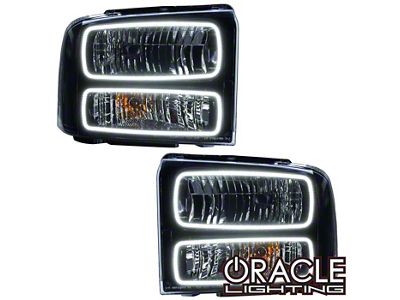 Oracle OE Style Headlights with ColorSHIFT LED Halo; Black Housing; Clear Lens (05-07 F-250 Super Duty)