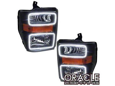 Oracle OE Style Headlights with ColorSHIFT LED Halo; Black Housing; Clear Lens (08-10 F-250 Super Duty)