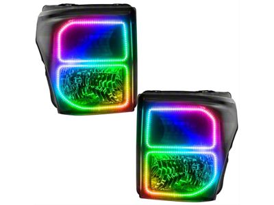 Oracle OE Style Headlights with ColorSHIFT Halo; Black Housing; Clear Lens (11-16 F-350 Super Duty)