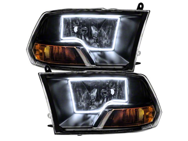 Oracle OE Style Non-Sport Headlights with White LED Halo; Black Housing; Clear Lens (09-12 RAM 1500)